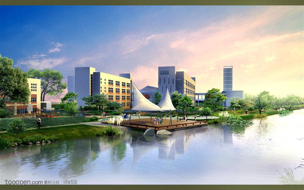 房地产园林景观建筑设计效果图psd模板 - 堆糖,美图壁.