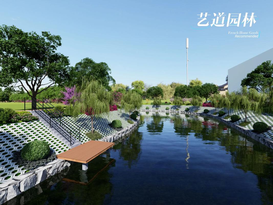最近的工厂河岸绿化方案#庭院花园景观设计 #园林景观 #庭院