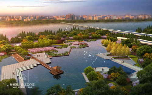 景观园林效果图中,滨河绿地有哪些景观设计